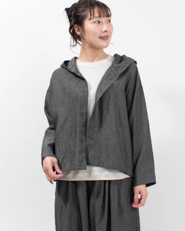 01FUP17201 blue willow リネンフードブルゾンジャケット