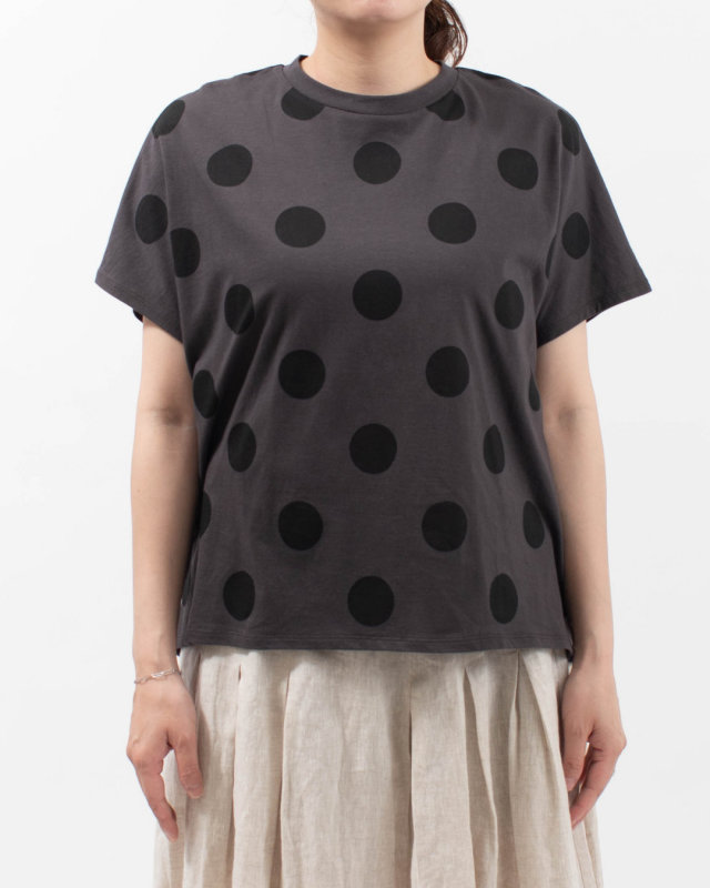 01FUP39327 blue willow ソフト天竺ドットプリントTシャツ 
