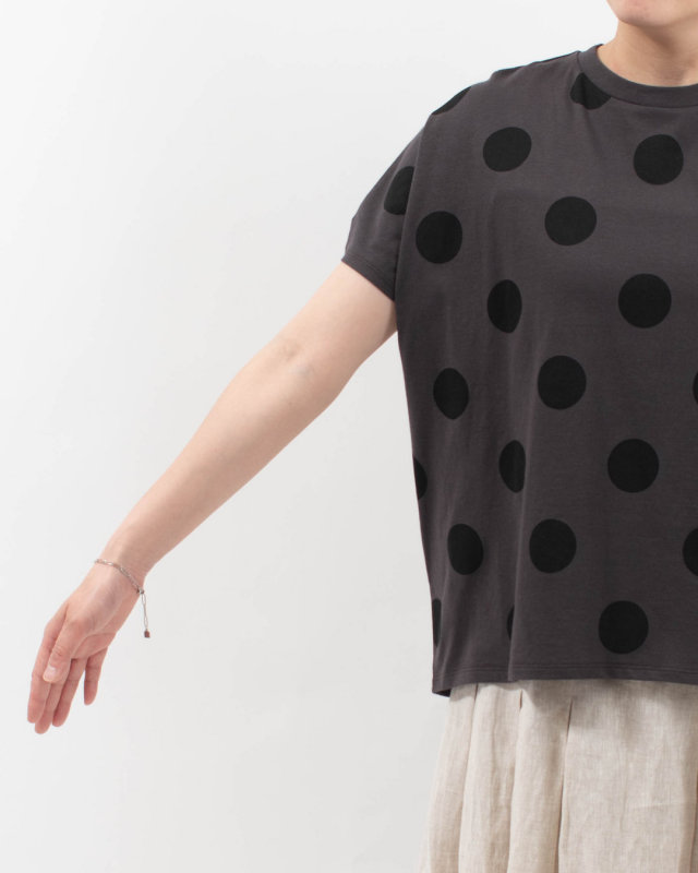 01FUP39327 blue willow ソフト天竺ドットプリントTシャツ 