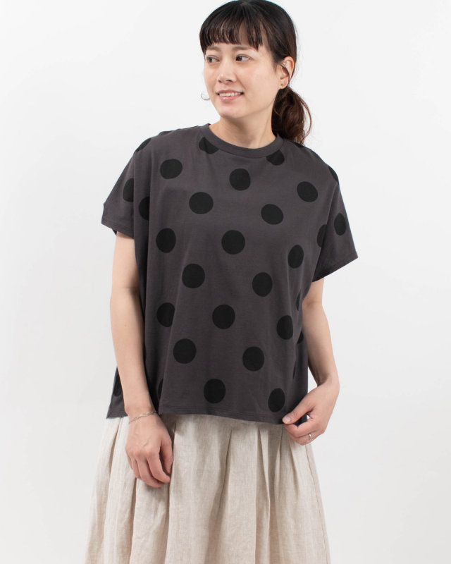 01FUP39327 blue willow ソフト天竺ドットプリントTシャツ 