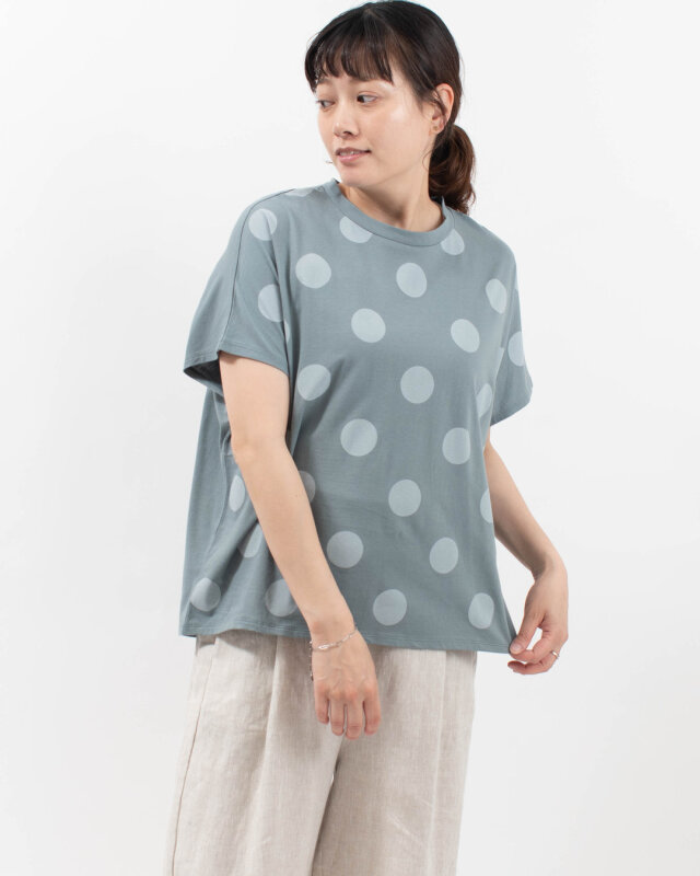 blue willow ソフト天竺ドットプリントTシャツ