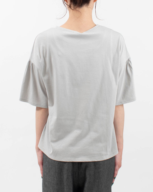 01FUP39328 blue willow ソフト天竺刺繍Tシャツ