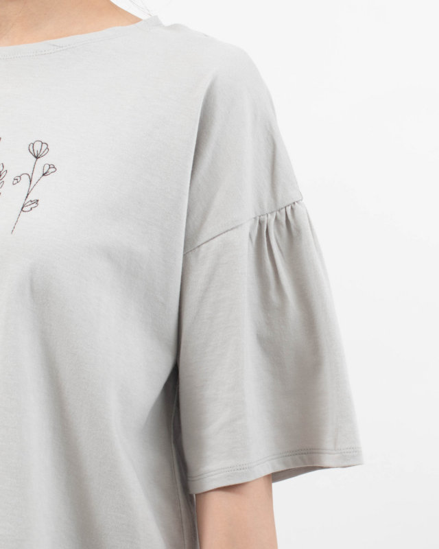 01FUP39328 blue willow ソフト天竺刺繍Tシャツ