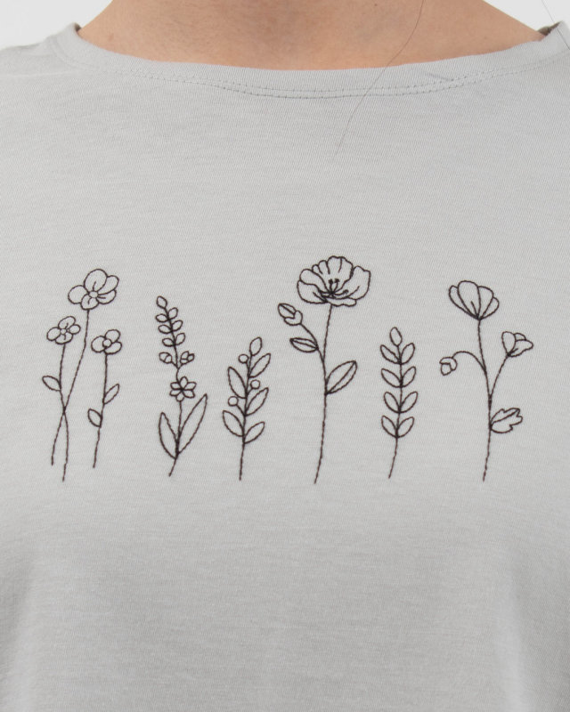 01FUP39328 blue willow ソフト天竺刺繍Tシャツ