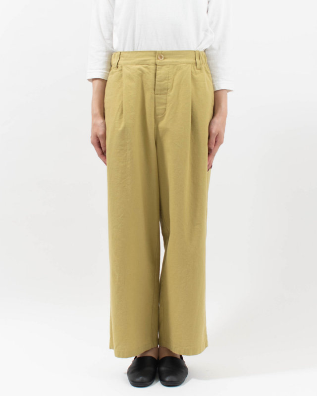 01FUS14332　blue willow コットンリネンタックワイドパンツ
