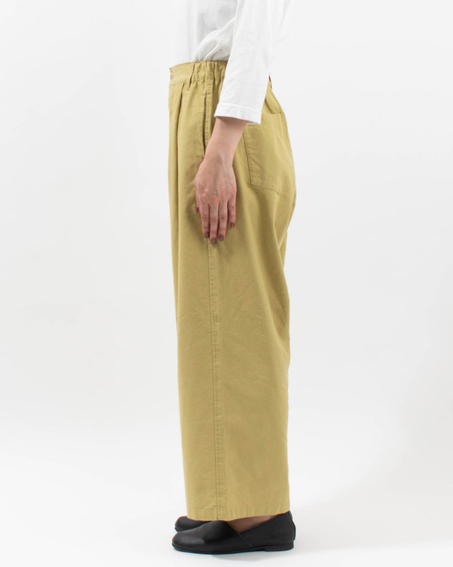 01FUS14332　blue willow コットンリネンタックワイドパンツ