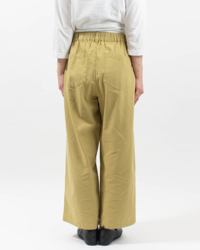 01FUS14332　blue willow コットンリネンタックワイドパンツ