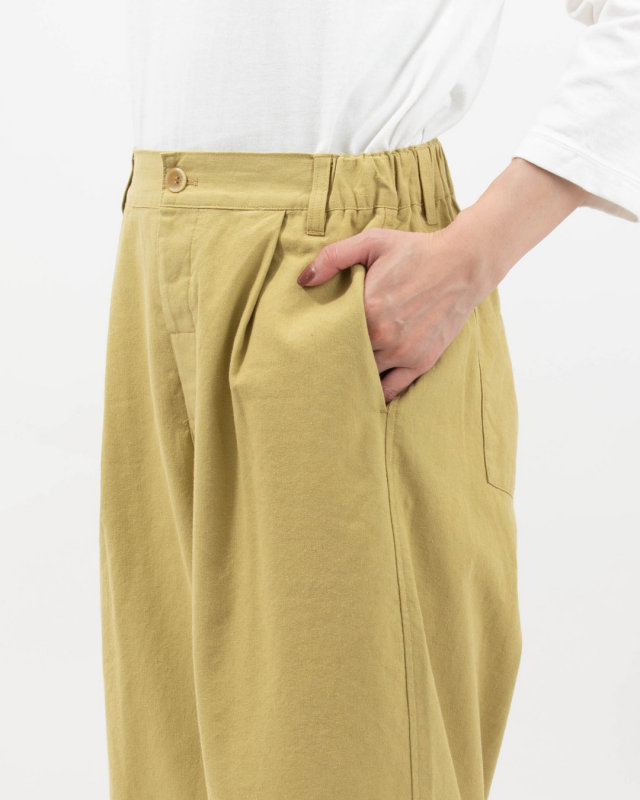 01FUS14332　blue willow コットンリネンタックワイドパンツ