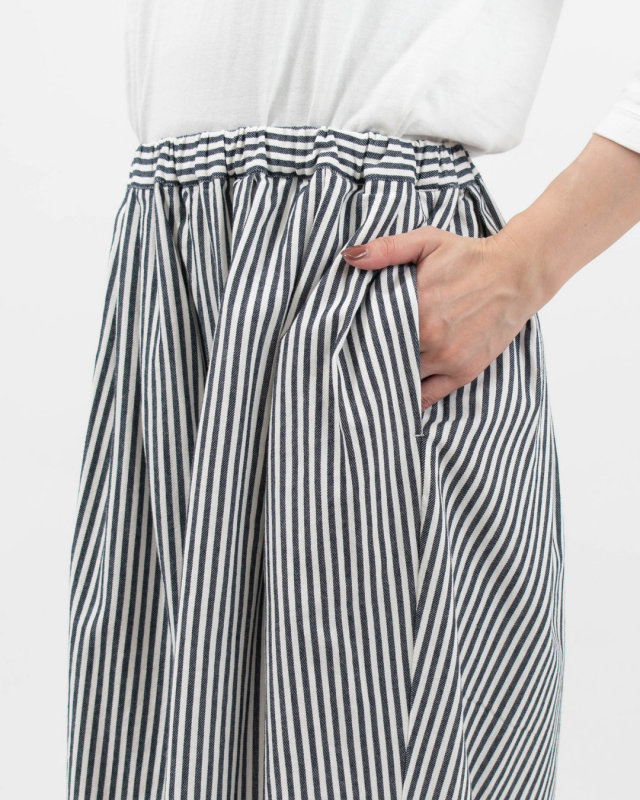 01FUS14338 blue willow コットン三つ綾ワイドクロップドパンツ