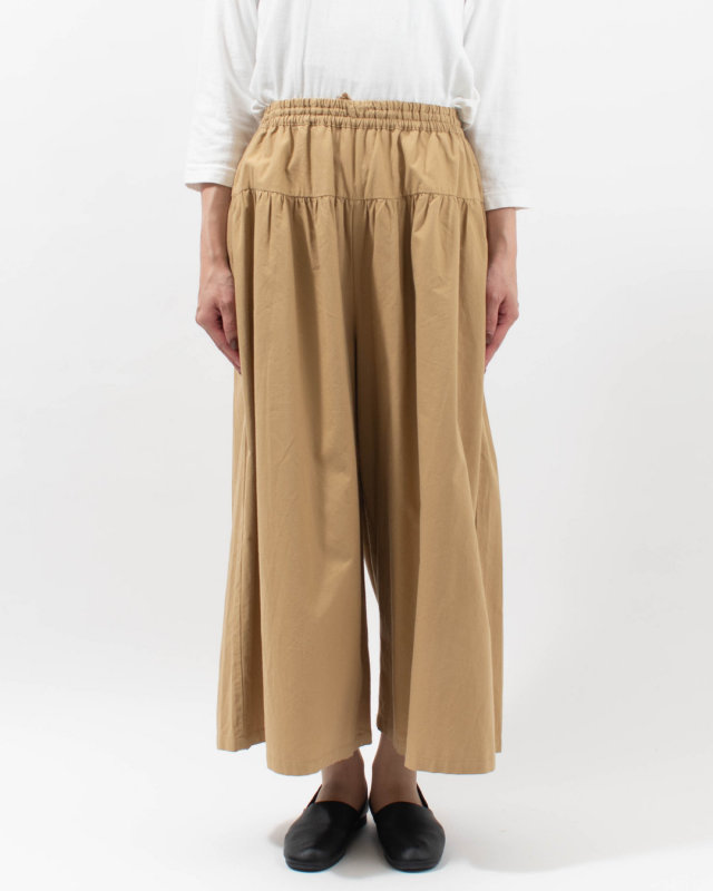 01FUS14348 blue willow コットンオックスヨーク切替えワイドパンツ