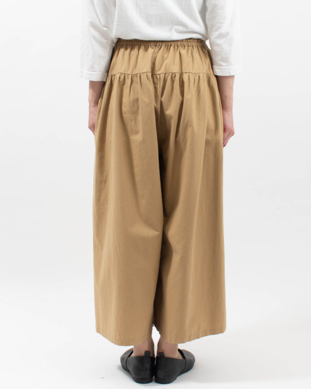 01FUS14348 blue willow コットンオックスヨーク切替えワイドパンツ