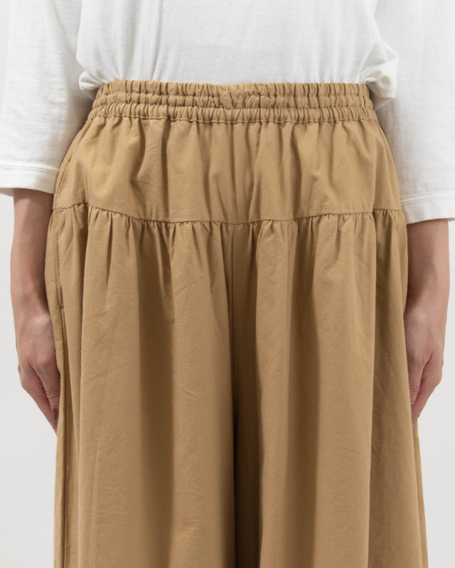 01FUS14348 blue willow コットンオックスヨーク切替えワイドパンツ
