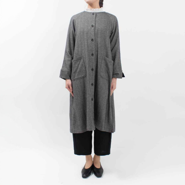 09CWS18954  blue willow コットン太番手ヘリンボン起毛ラグランスリーブコート