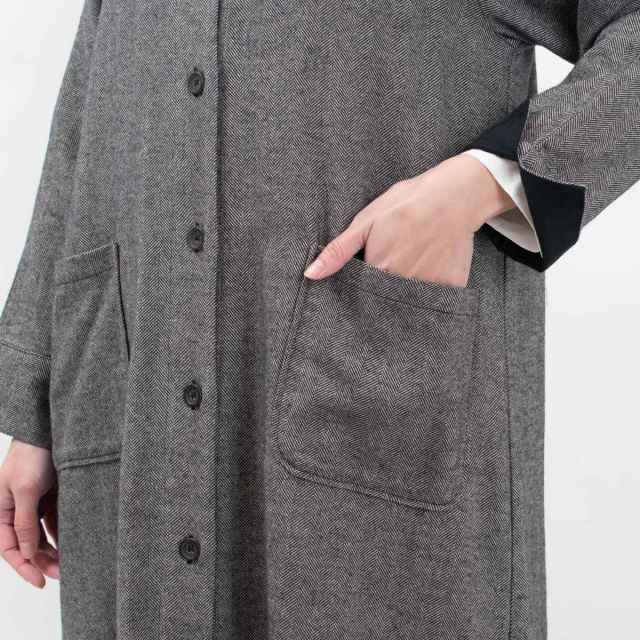 09CWS18954  blue willow コットン太番手ヘリンボン起毛ラグランスリーブコート