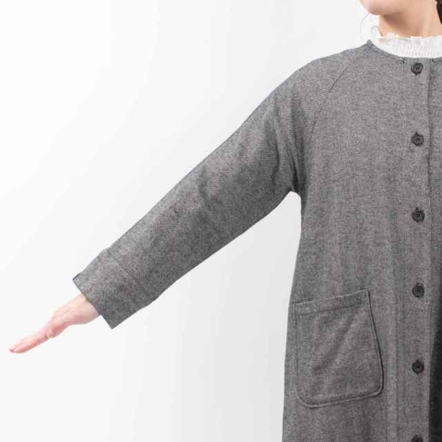 09CWS18954  blue willow コットン太番手ヘリンボン起毛ラグランスリーブコート