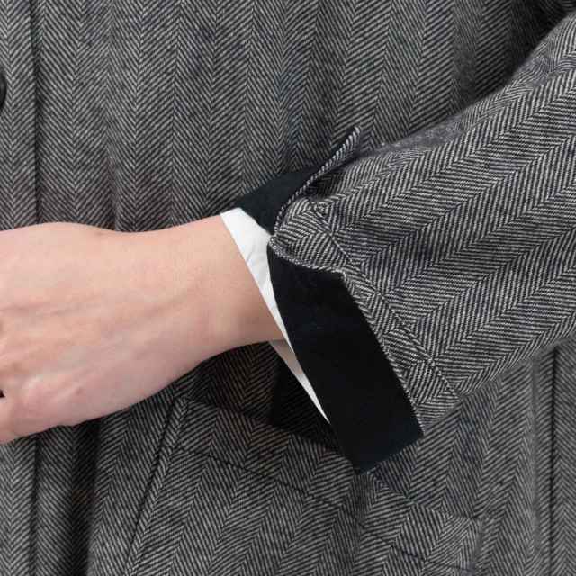 09CWS18954  blue willow コットン太番手ヘリンボン起毛ラグランスリーブコート