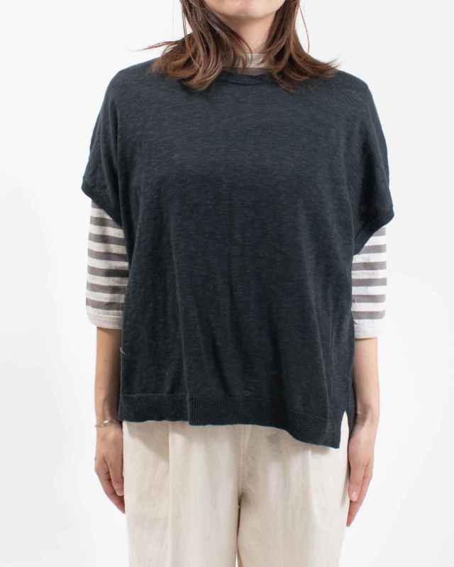 1548-204 YARRA リネンコットンスリットニットベスト