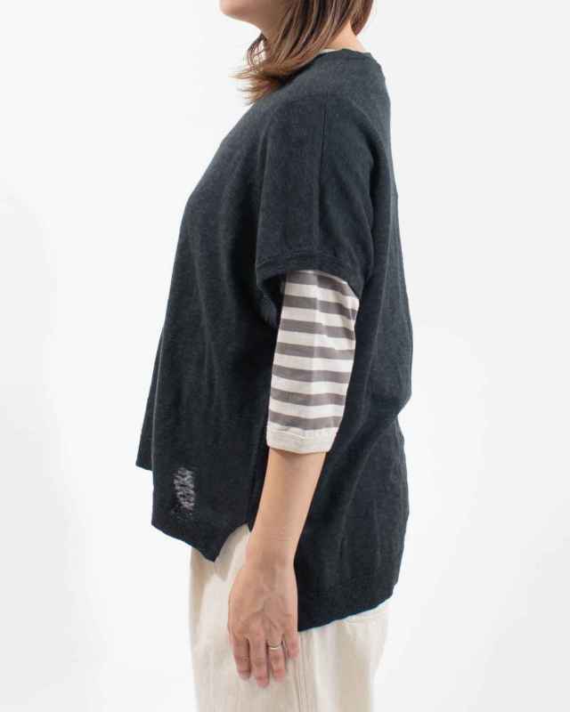 1548-204 YARRA リネンコットンスリットニットベスト