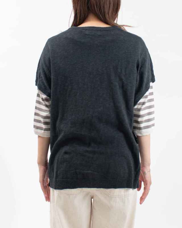 1548-204 YARRA リネンコットンスリットニットベスト