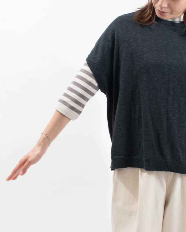 1548-204 YARRA リネンコットンスリットニットベスト