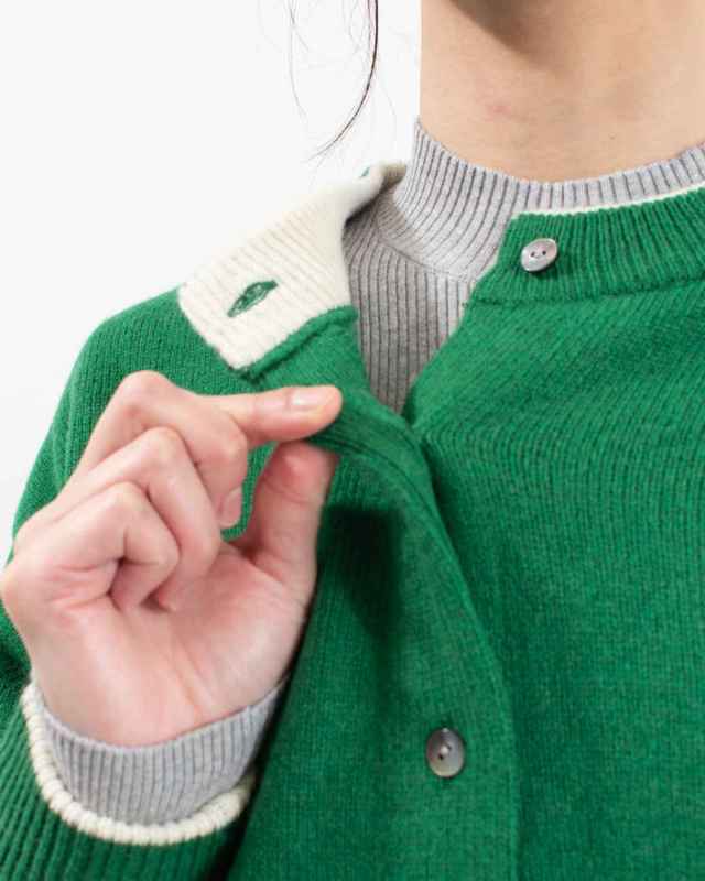 1552-273 YARRA ラムウール配色ニットカーディガン