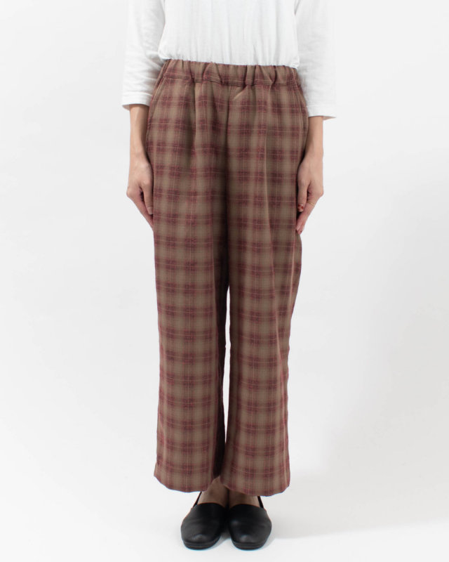 1645-218 YARRA オンブレチェックワイドパンツ