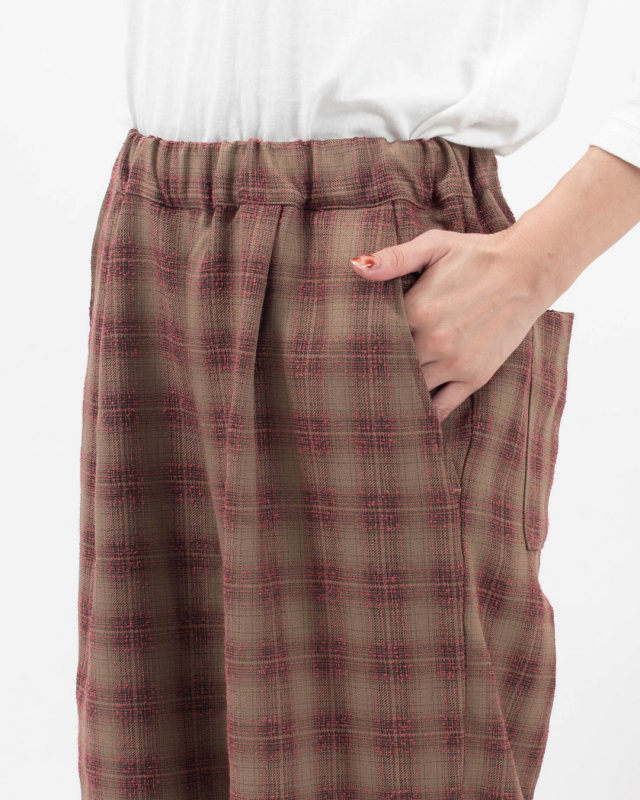 1645-218 YARRA オンブレチェックワイドパンツ