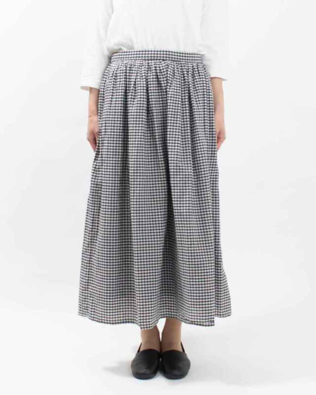 【23SS】ichi　ギャザースカート　ギンガムチェック　定価14300円　綿 ichi｜Cotton Circular Gather Skirt コットンサーキュラー