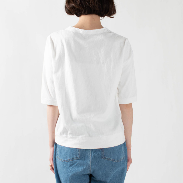 DANA FANEUIL ムラ糸天竺5分袖ワイドTシャツ D5722201 ナチュラルファッション　ナチュラル服　40代　50代　大人コーデ　カジュアル　シンプル　ベーシック DANA FANEUIL ムラ糸天竺5分袖ワイドTシャツ D5722201