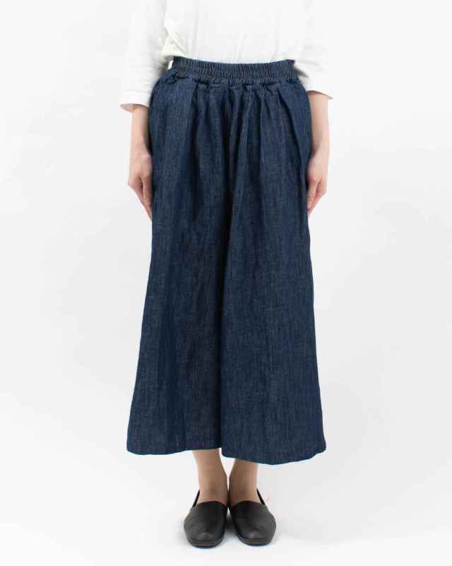 2511067 sloe リネンデニムガウチョパンツ