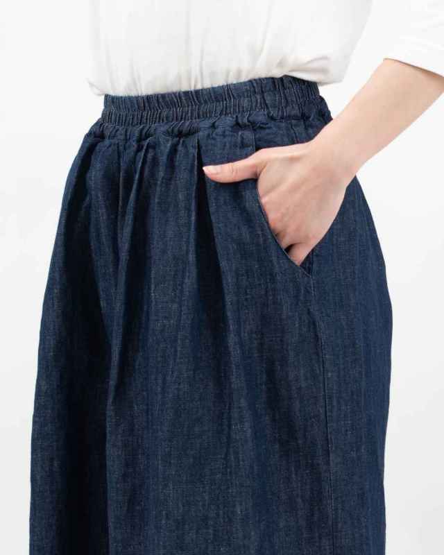 2511067 sloe リネンデニムガウチョパンツ