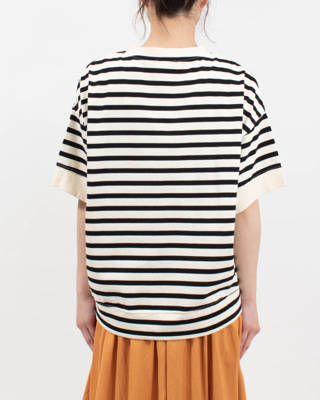 4202061-3  sloe 16/-ボーダー天竺ワイド5分袖Tシャツ