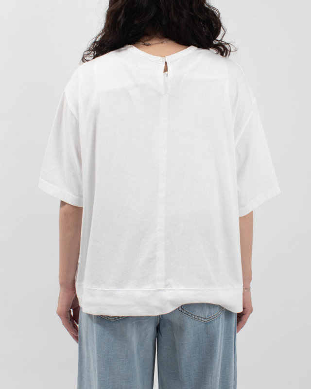 4203759 sloe ペイズリー刺繍×天竺 裾スピンドル5分袖Ｔシャツ