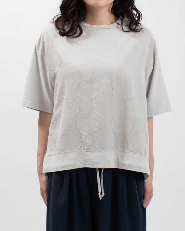 4204765 sloe 綿麻大ドットJQ×天竺 切り替え5分袖Tシャツ