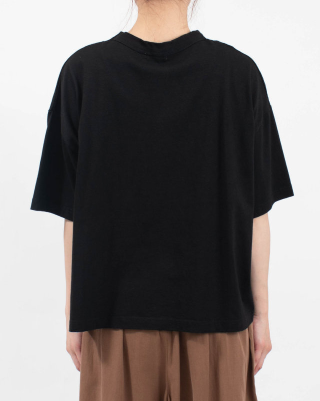 4204774-1 sloe 布帛パッチワーク×天竺 5分袖フレームTシャツ