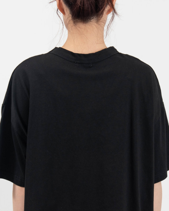 4204774-1 sloe 布帛パッチワーク×天竺 5分袖フレームTシャツ