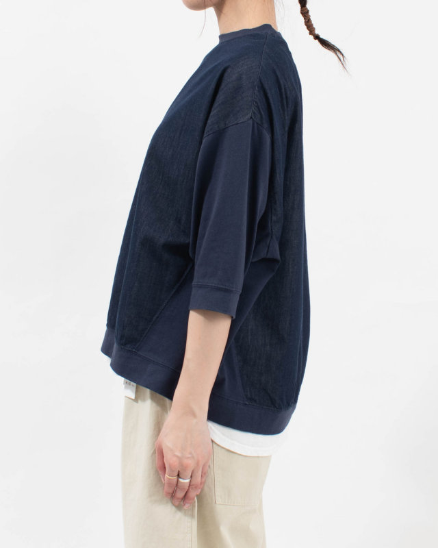 4211749  sloe nonfade デニム×天竺ワイド7分袖ブラウス