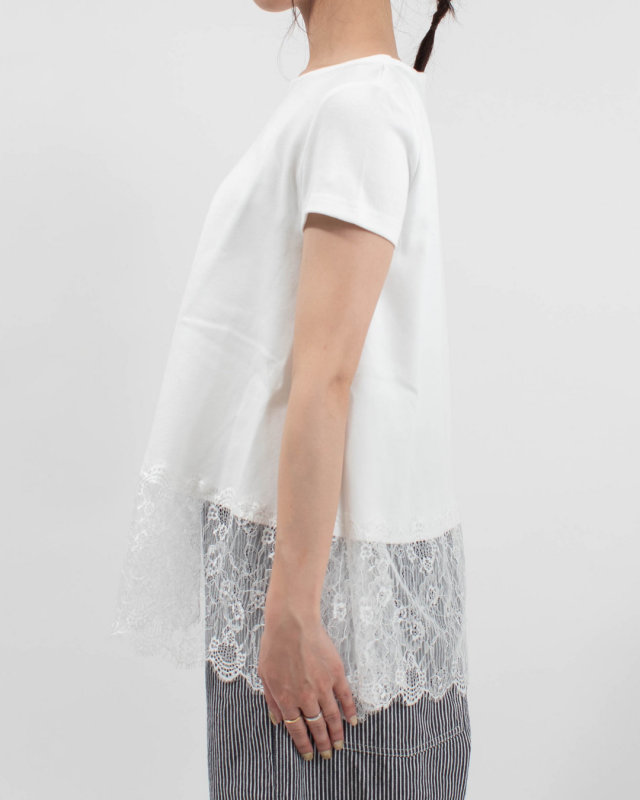 424-25403 vingtrois 裾レースフレアーTシャツ