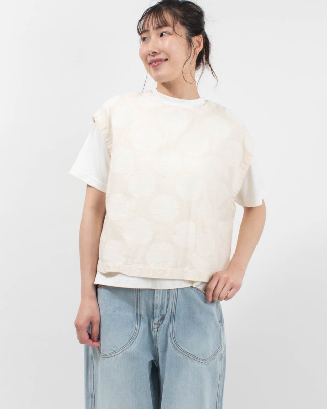4401910-1  sloe 綿麻大ドットJQドロップショルダー前後2WAYベスト