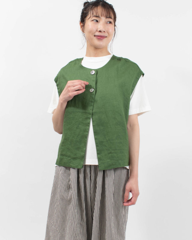 4401910  sloe リネンドロップショルダー前後2WAYベスト