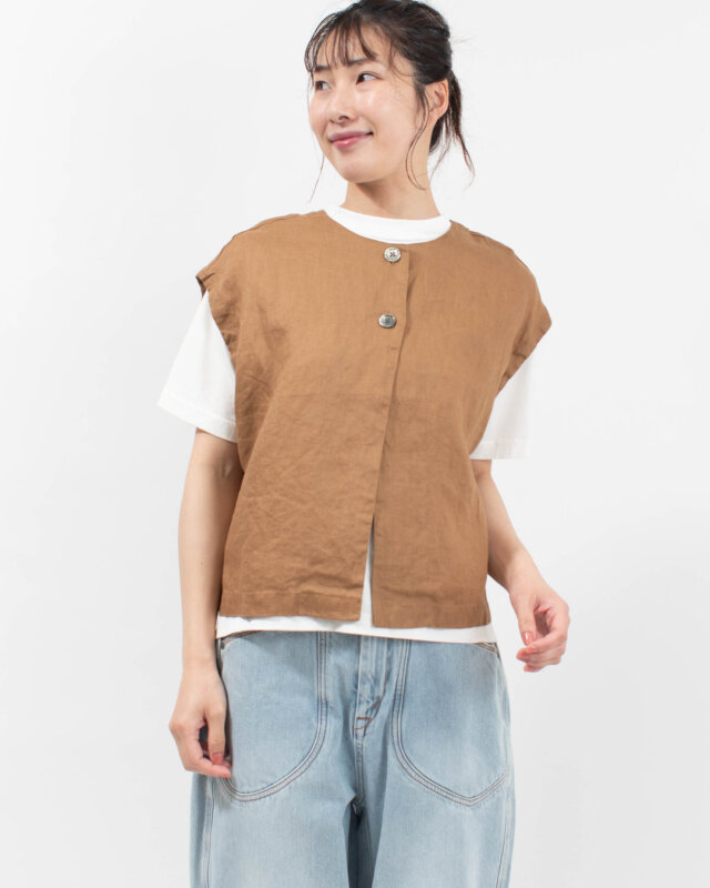 sloe リネンドロップショルダー前後2WAYベスト