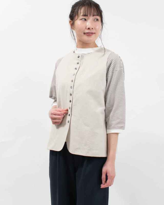 4406811-1 sloe コットンナイロンツイルボタンいっぱい前後2WAYベスト