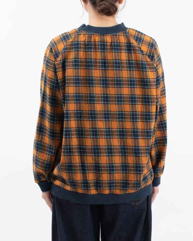 4409011-3  sloe 先染めタータンチェック布帛リブ付きプルオーバー