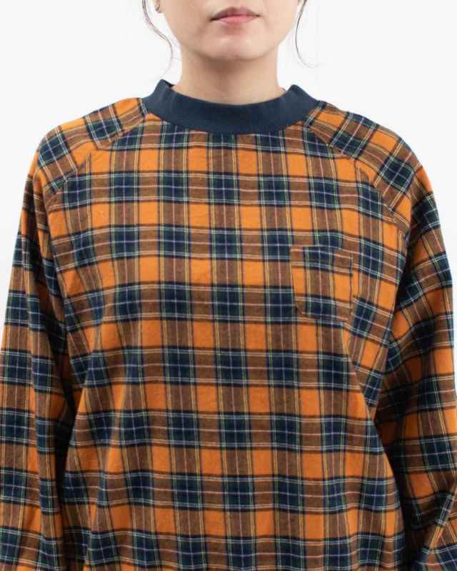 4409011-3  sloe 先染めタータンチェック布帛リブ付きプルオーバー