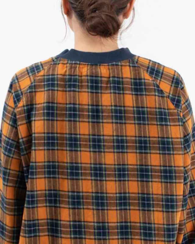 4409011-3  sloe 先染めタータンチェック布帛リブ付きプルオーバー