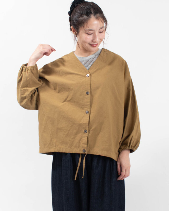 sloe コットンナイロンツイルワイド裾ひも袖ゴム長袖カーディガン