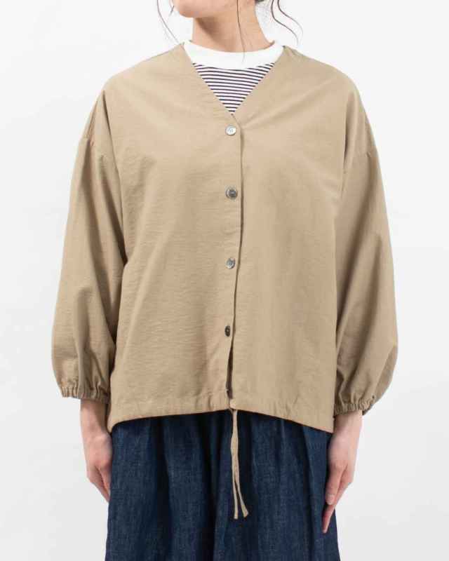 4409026  sloe コットンナイロンツイルワイド裾ひも袖ゴムカーディガン