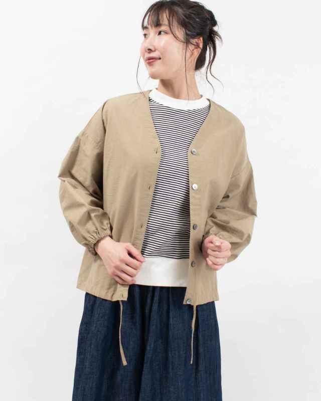 4409026  sloe コットンナイロンツイルワイド裾ひも袖ゴムカーディガン