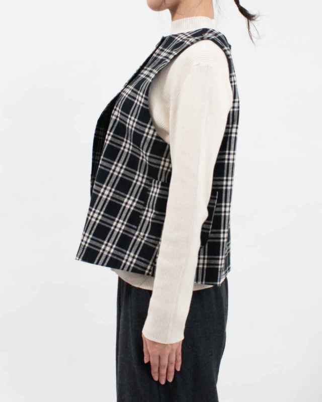 4409512 sloe 2WAY先染めチェックWボタンベスト