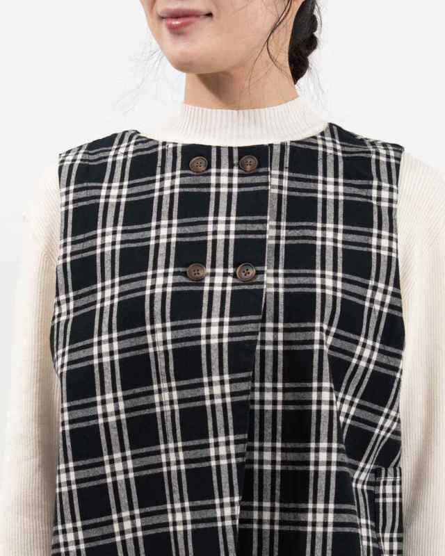 4409512 sloe 2WAY先染めチェックWボタンベスト